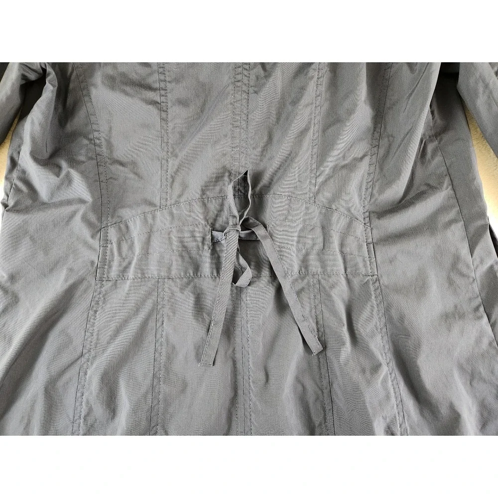 Cole Haan Signature Women's Small Navy Hooded Rain Coat Drawstring Hood_6